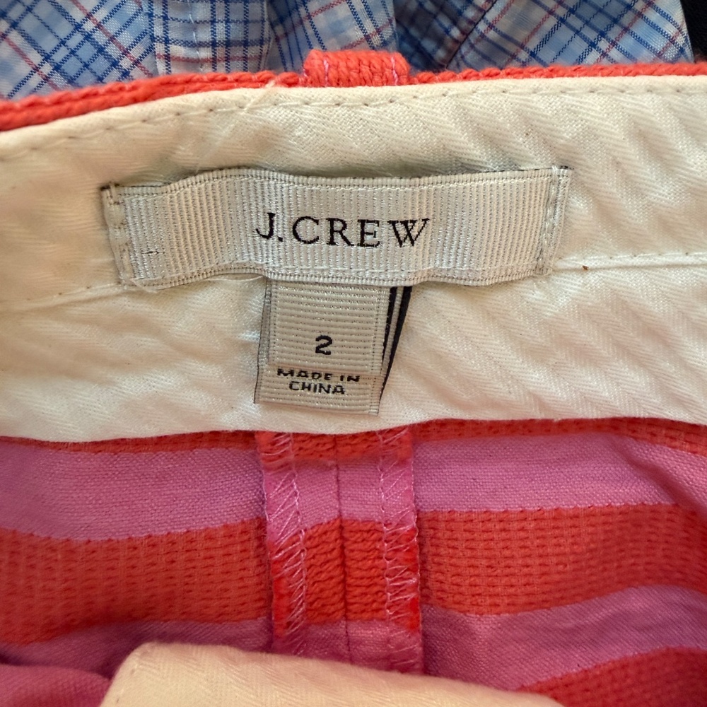 JCrew Pink &‎ Orange Striped Hip Slung Mini Skirt Women's Size 2 - Picture 8 of 13